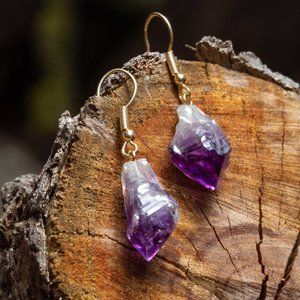 Amethyst Earrings for Women - Deep Purple Healing Crystal Jewelry